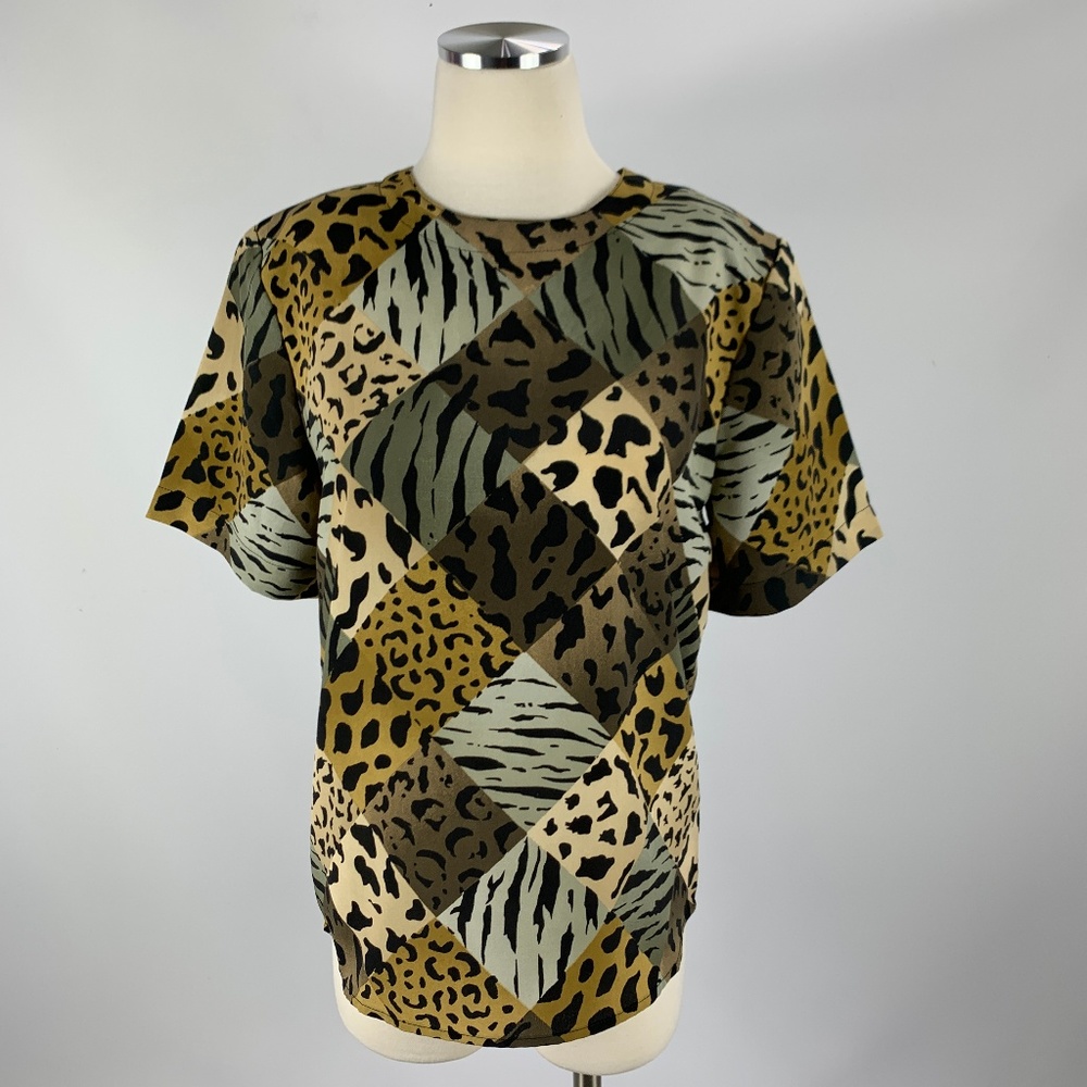 Kathy Che Small Blouse Cheetah Animal Print Brown